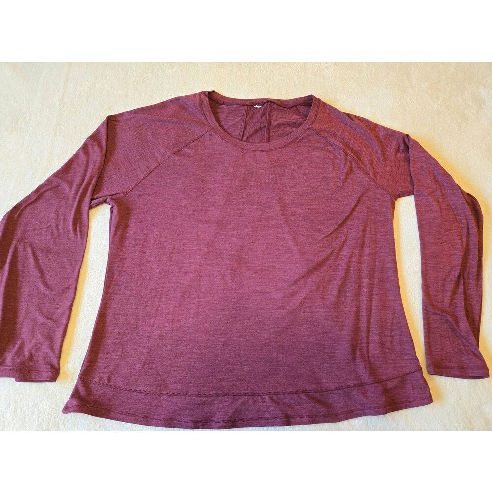 Sz XXL XERSION Maroon Heather Long-Sleeve Crew-Neck Active Top